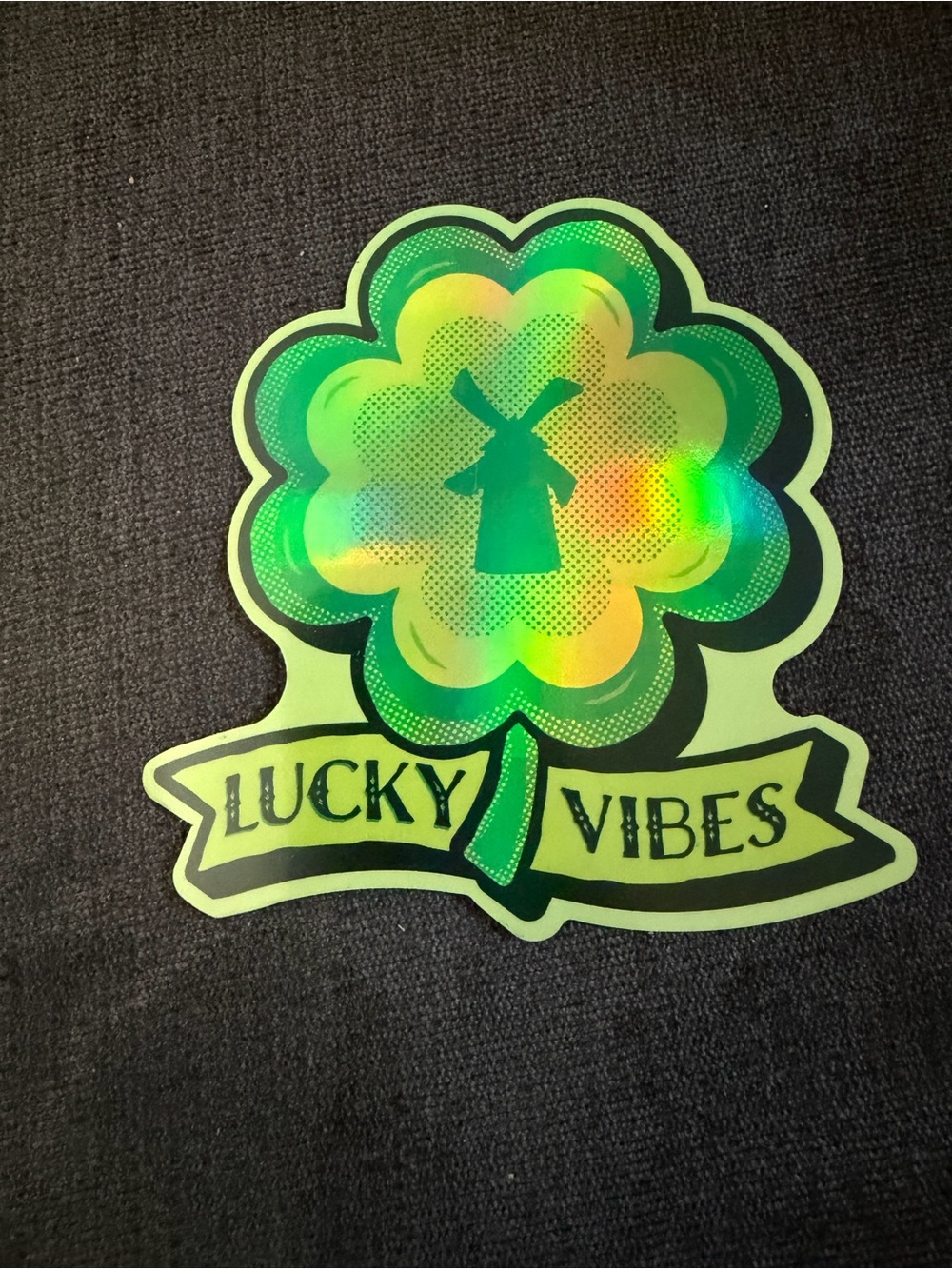 Dutch Bros Lucky Vibes Iridescent Green Clover Sticker